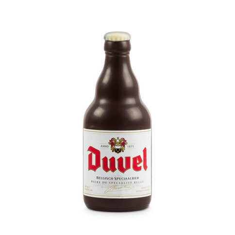 Dark chocolate Duvel beer bottle 