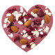 Ruby chocolate heart with almonds