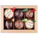 Boîte de 6 boules de Noël en chocolat