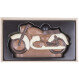 Chocolade motorfiets in houten kistje